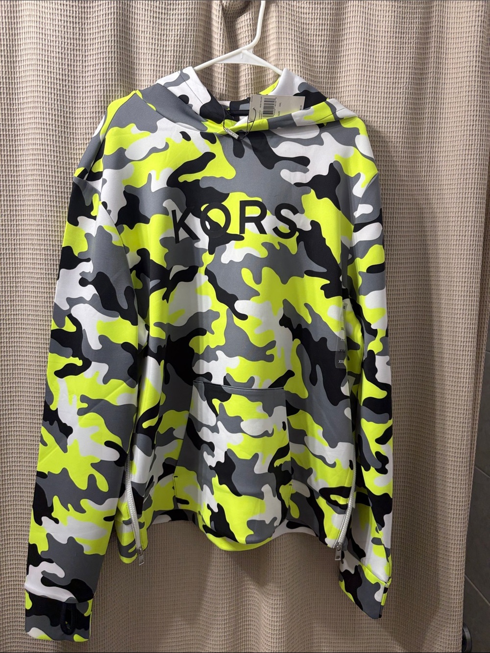 Michael Kors Neon Yellow Gray Black Camo Hoodie
